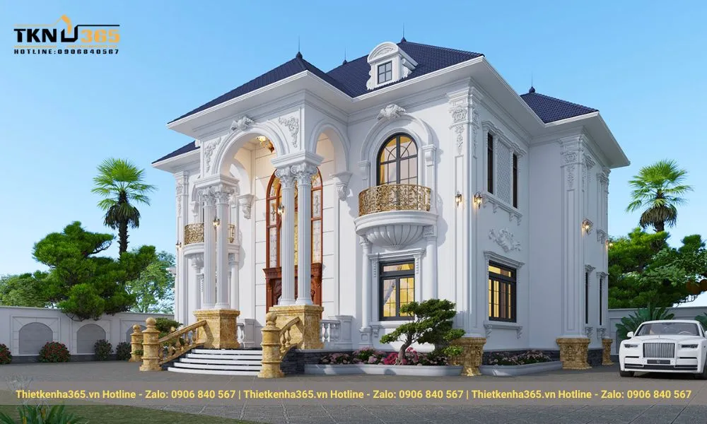 12+ mẫu thiết kế biệt thự lâu đài thượng lưu xa hoa 2025 21 Biệt thự lâu đài mái Nhật đẹp