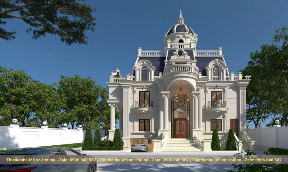 12+ mẫu thiết kế biệt thự lâu đài thượng lưu xa hoa 2025 7 Biệt thự lâu đài có hầm để xe ấn tượng