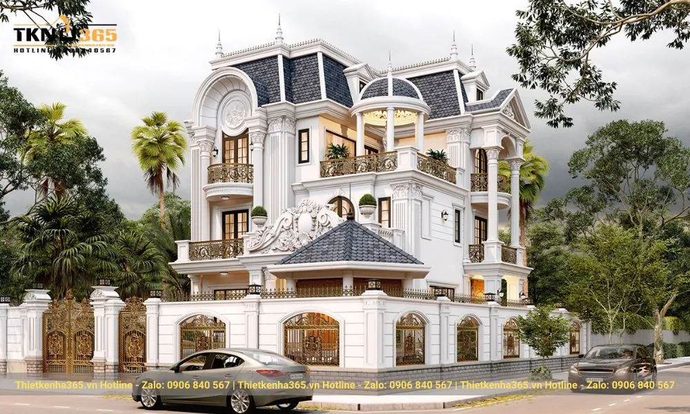 12+ mẫu thiết kế biệt thự lâu đài thượng lưu xa hoa 2025 17 Mẫu biệt thự lâu đài kiểu Pháp sang trọng