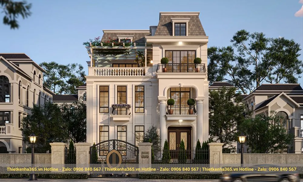 12+ mẫu thiết kế biệt thự lâu đài thượng lưu xa hoa 2025 4 Biệt thự lâu đài đẹp, nguy nga 3 tầng sang trọng