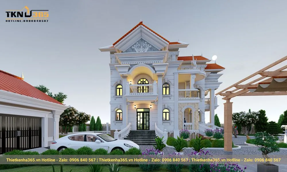 12+ mẫu thiết kế biệt thự lâu đài thượng lưu xa hoa 2025 18 Biệt thự lâu đài sân vườn đầy ấn tượng