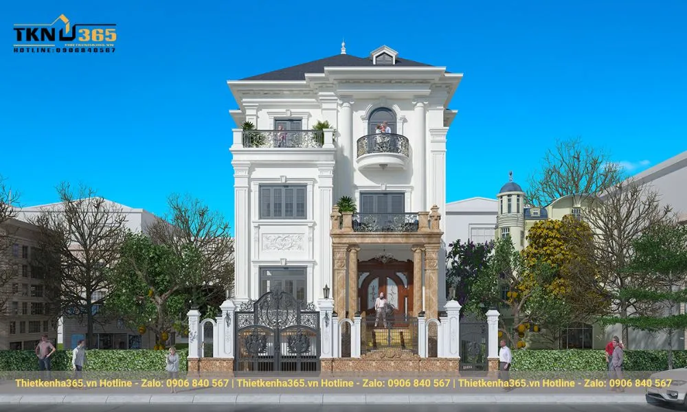 12+ mẫu thiết kế biệt thự lâu đài thượng lưu xa hoa 2025 6 Biệt thự lâu đài nguy nga, sang trọng