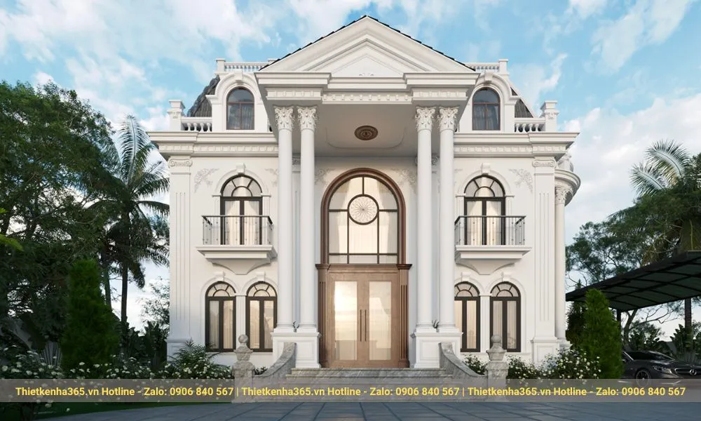 12+ mẫu thiết kế biệt thự lâu đài thượng lưu xa hoa 2025 14 Biệt thự lâu đài Pháp hiện đại