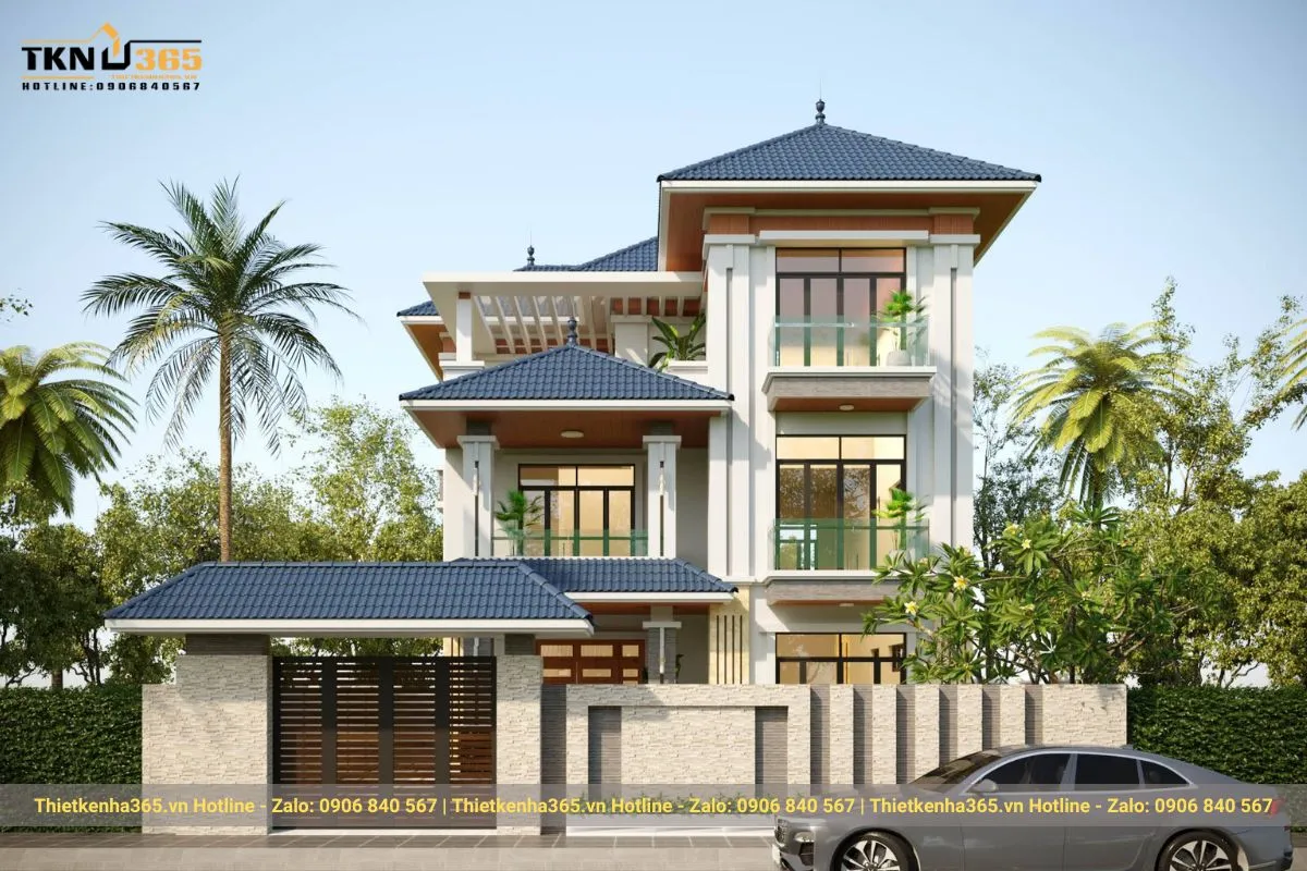 99+ mẫu biệt thự mái Nhật cực sang - đẹp - chỉ từ 1 tỷ 42 Biệt thự 3 tầng mái nhật