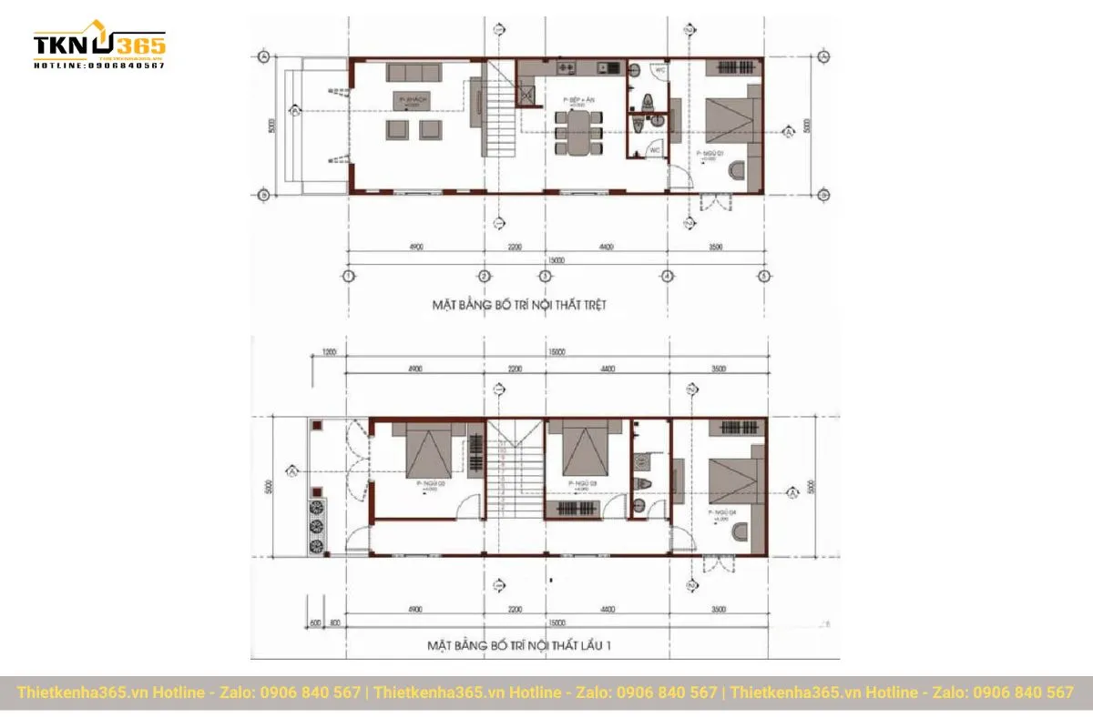 Tư vấn thiết kế và xây nhà 75m2 2 tầng tối ưu chi phí nhất 3 Nhà 75m2 2 tầng có 4 phòng ngủ