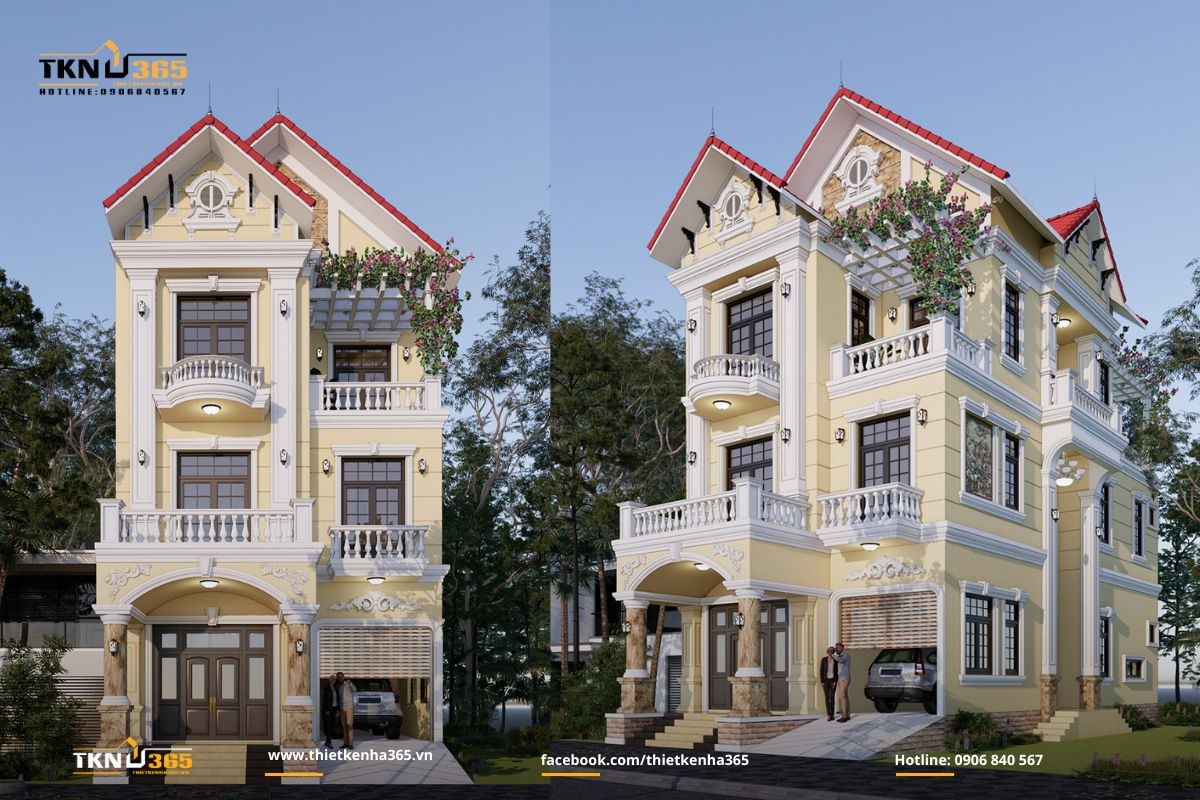 Nhà 1 trệt 2 lầu mái thái có gara ô tô 