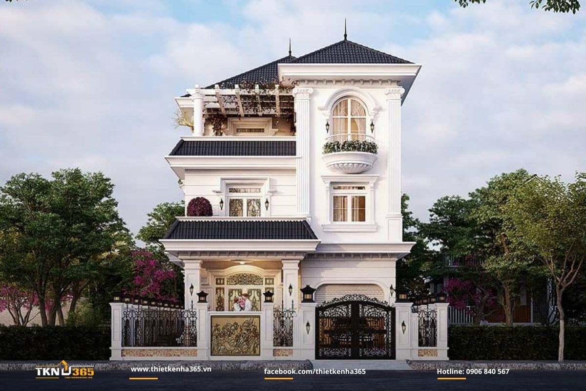 Nhà 1 trệt 2 lầu mái Nhật đẹp ở nông thôn