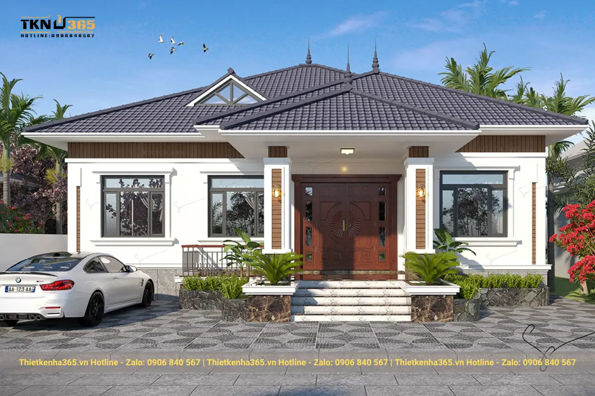 Biệt thự mini 1 tầng có 3 phòng ngủ