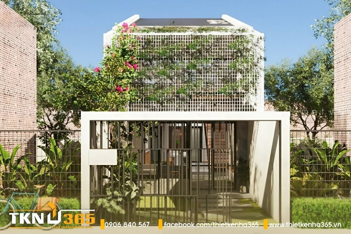 mẫu nhà 1 tầng 5 phòng ngủ  có gác lửng
