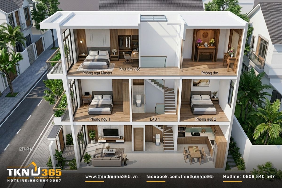 Thiết kế nhà 4x10: Giải pháp tối ưu diện tích 40m2 & Dự toán chi phí 2026 57 bản vẽ thiết kế nhà 4x10m 3 phòng ngủ