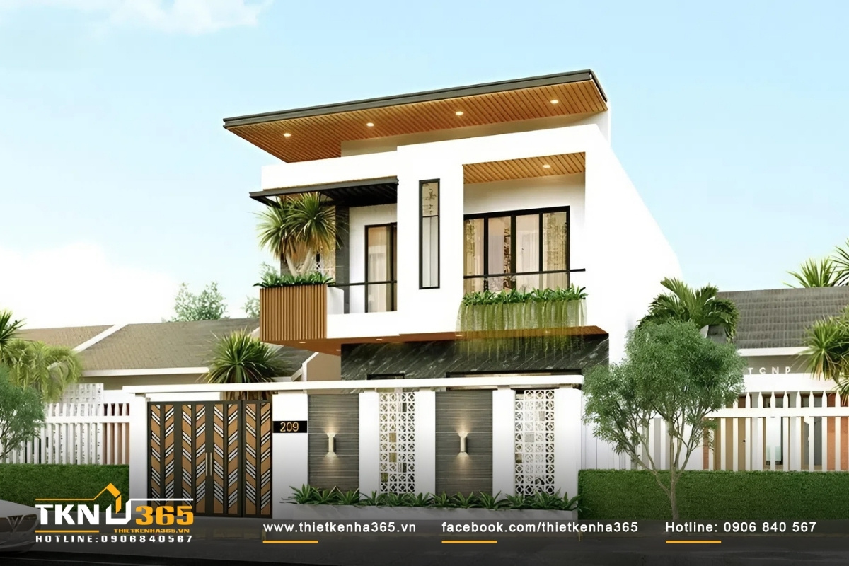 Mẫu biệt thự 2 tầng mái bằng hiện đại dạng nhà cấp 4 đẳng cấp, hiện đại