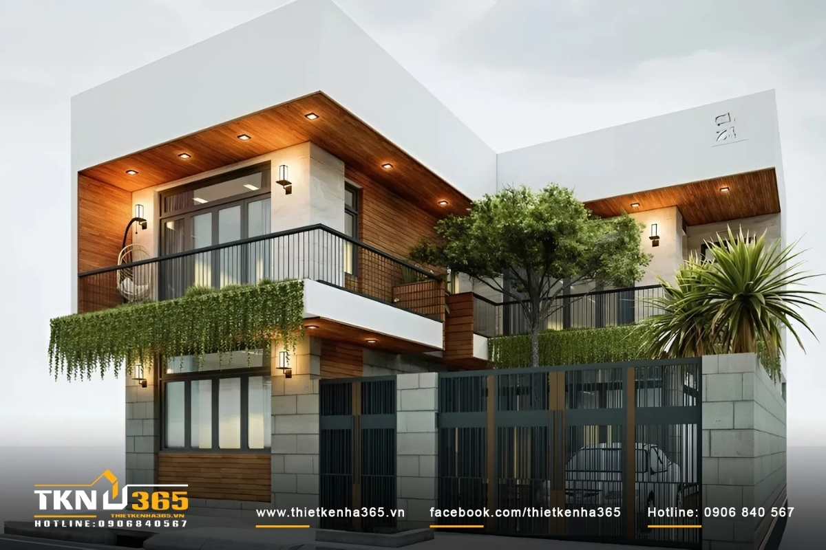 Thiết kế hiện đại cho biệt thự mini 2 tầng mái bằng tiện lợi