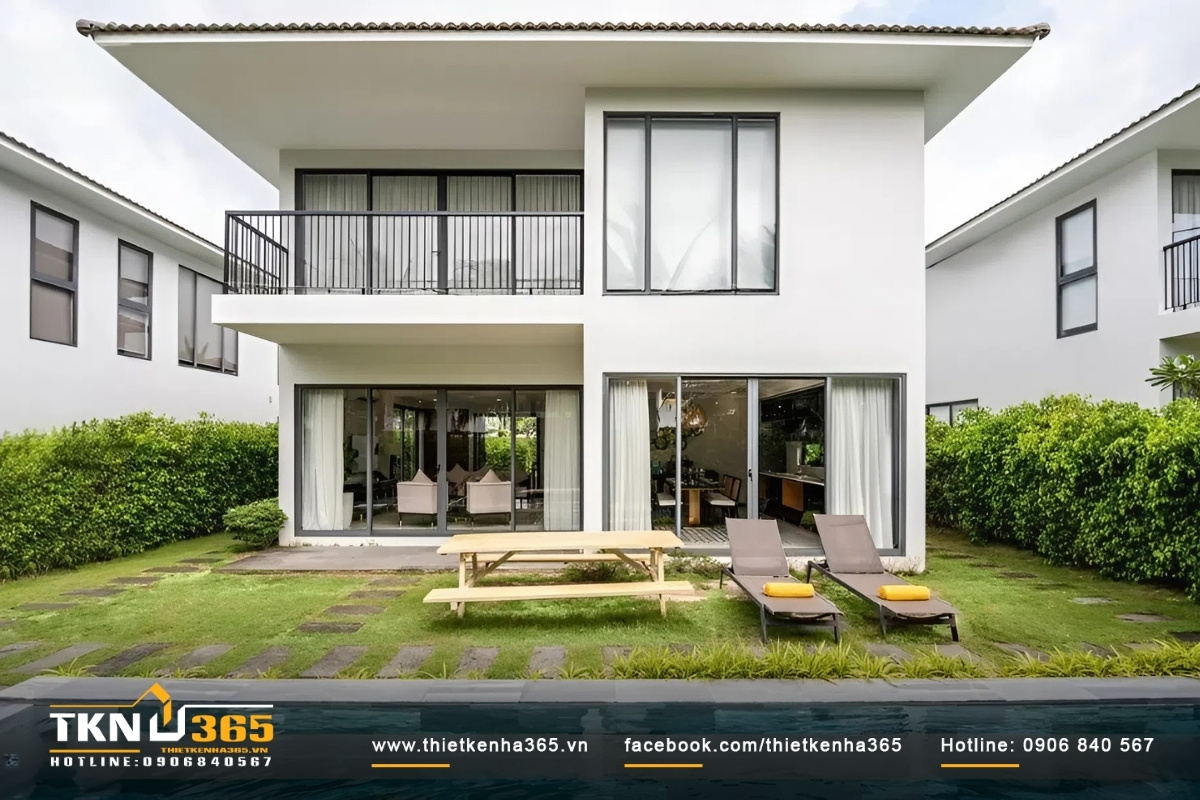 Trải nghiệm sự sang trọng và tiện nghi với mẫu biệt thự 2 tầng mái bằng hiện đại đẹp