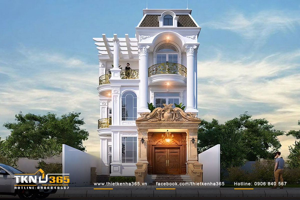 Mẫu biệt thự mini thiết kế theo phong cách tân cổ điển ấn tượng 