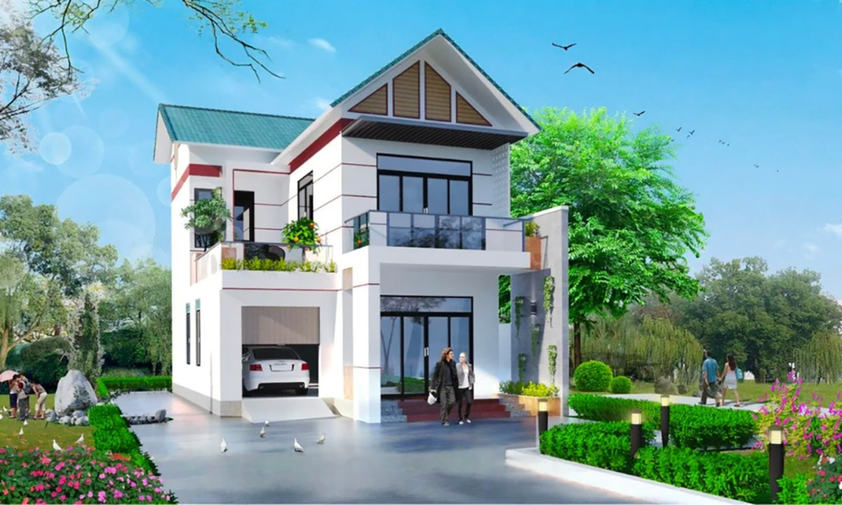 Mẫu nhà 2 tầng mái tôn càng đơn giản để có thêm nhiều không gian sinh hoạt