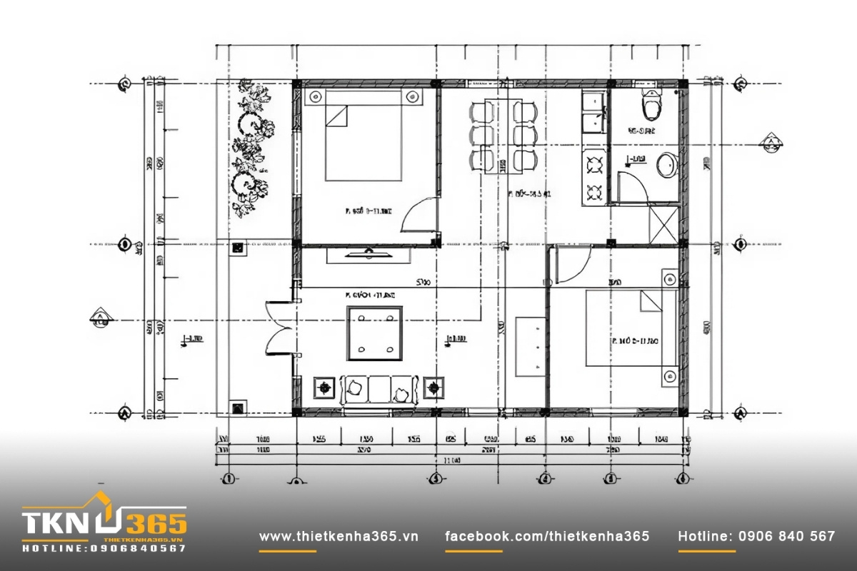 Bản vẽ chi tiết nhà ống cấp 4 mái Thái