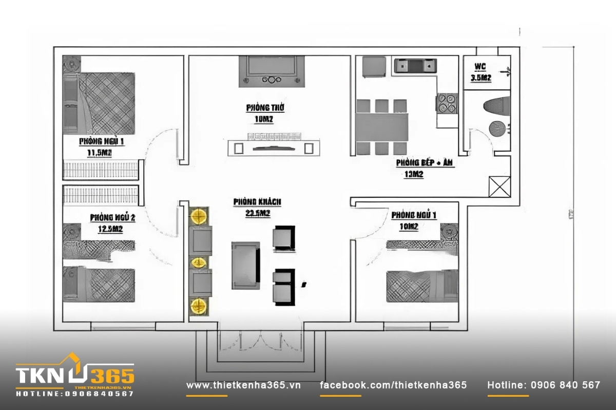 Bản vẽ chi tiết nhà cấp 4 mái tôn diện tích 7x15m