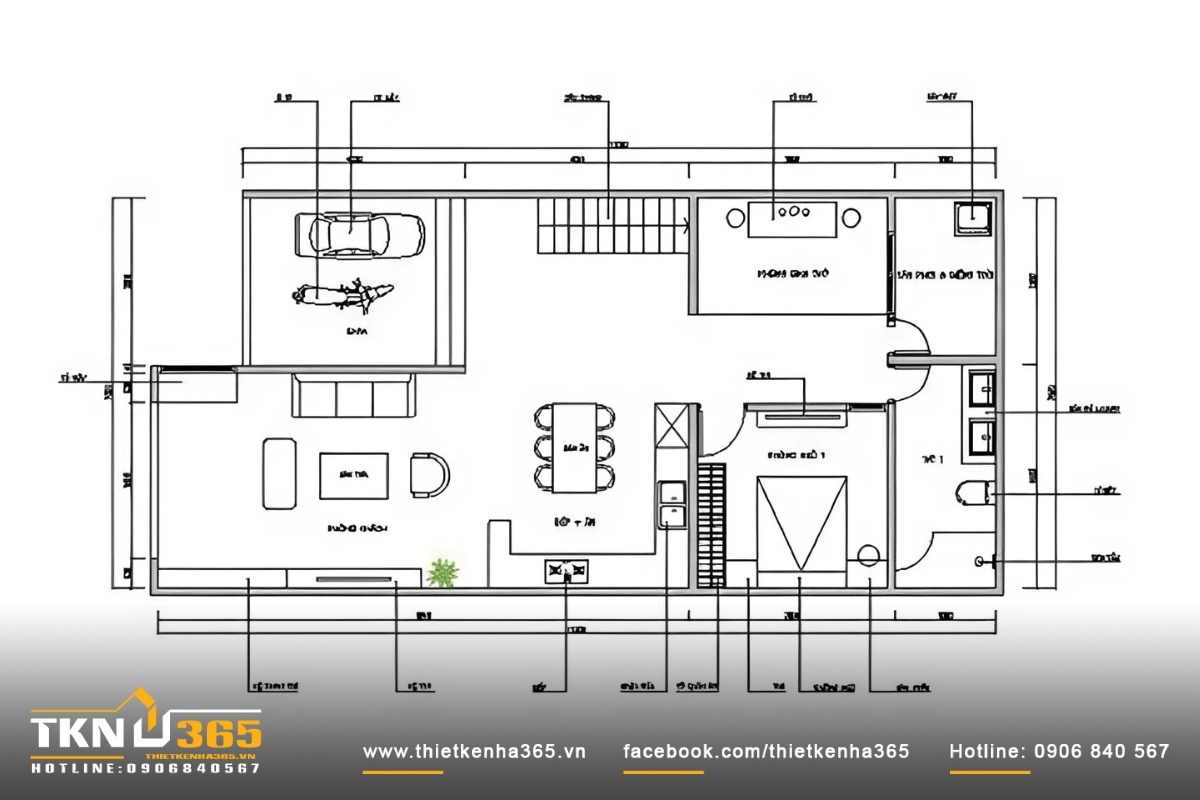 Bản vẽ chi tiết nhà cấp 4 đơn giản 6x12m