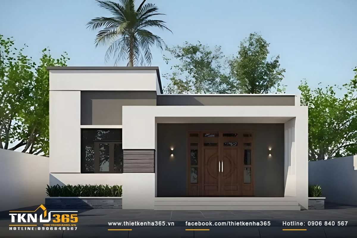 Thiết kế nhà cấp 4 mái bằng đầy tính sáng tạo, nghệ thuật