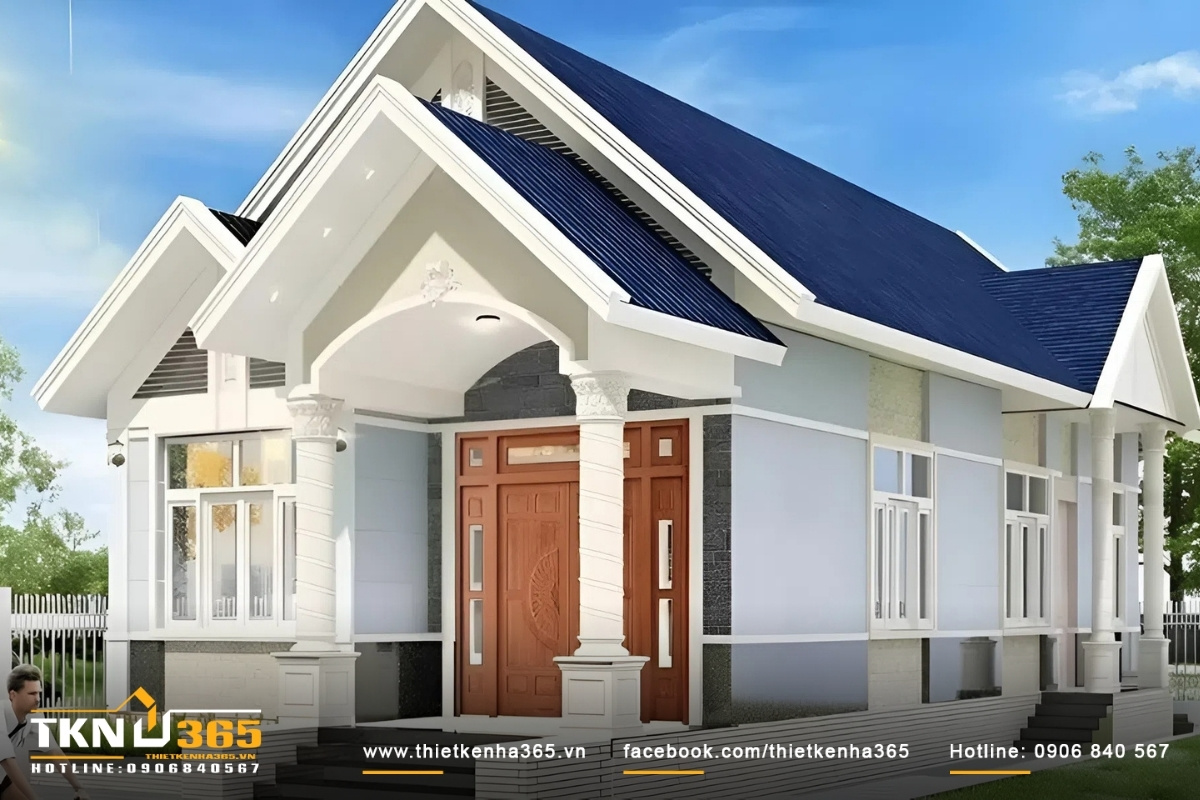 Mẫu thiết kế nhà cấp 4 mái Thái ngói xanh đẹp
