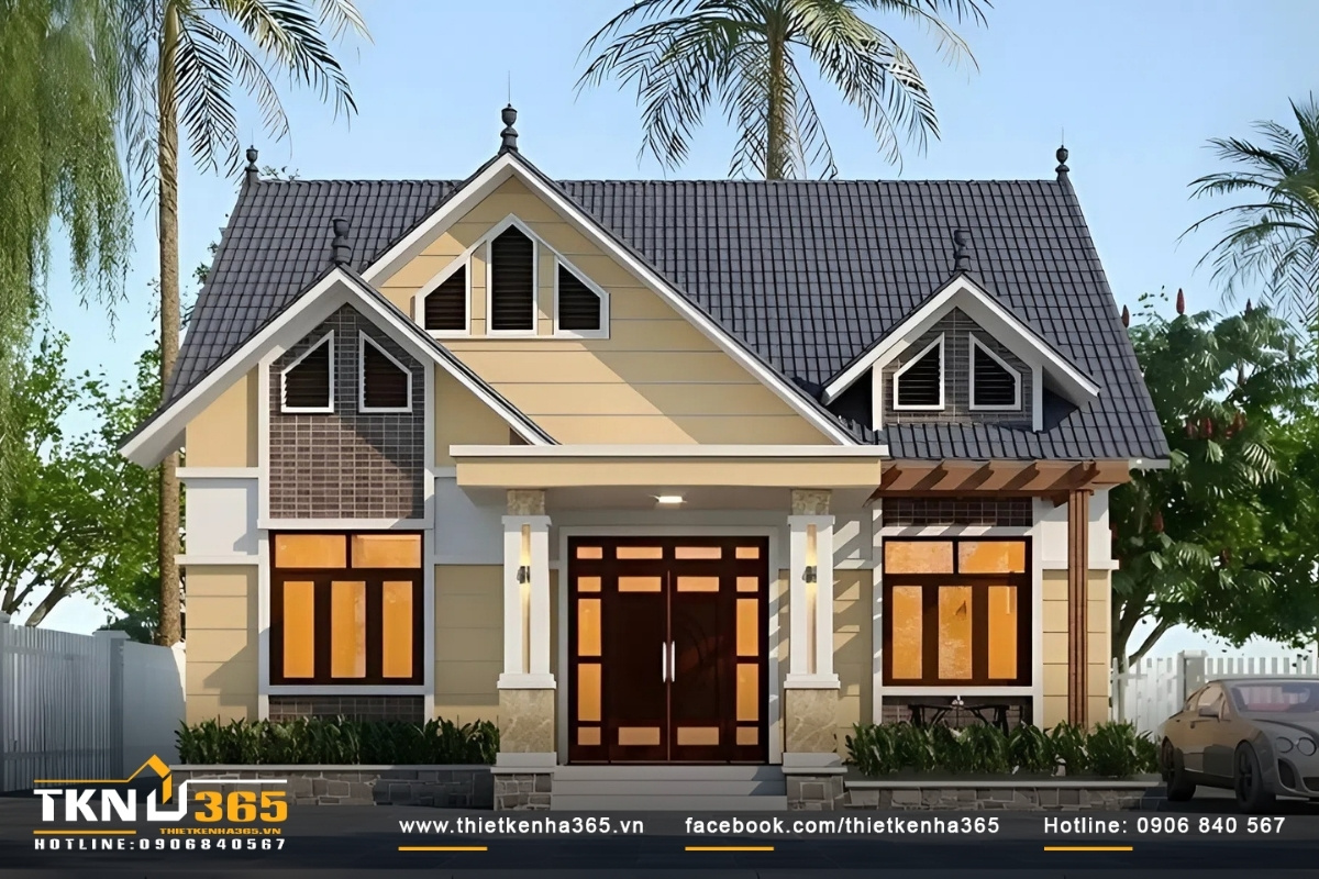 Nhà cấp 4 mái ngói đẹp, đơn giản