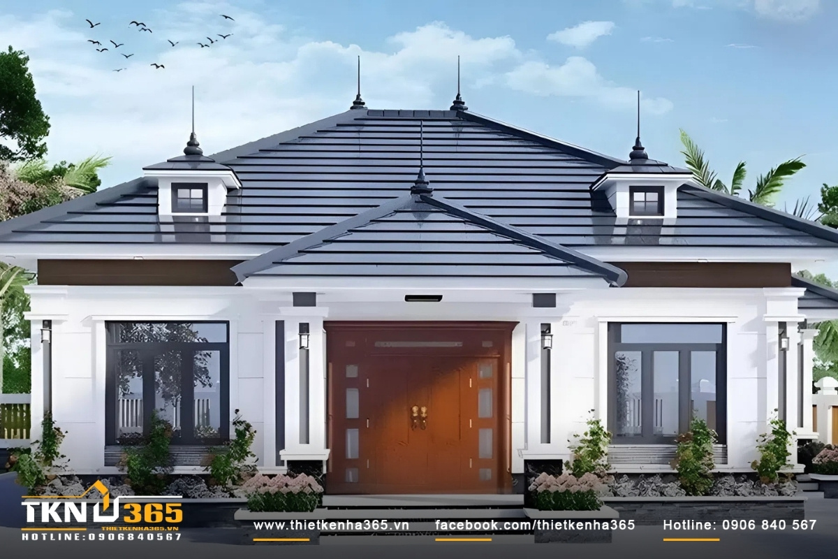 Mẫu nhà cấp 4 hiện đại 3 phòng ngủ ấn tượng