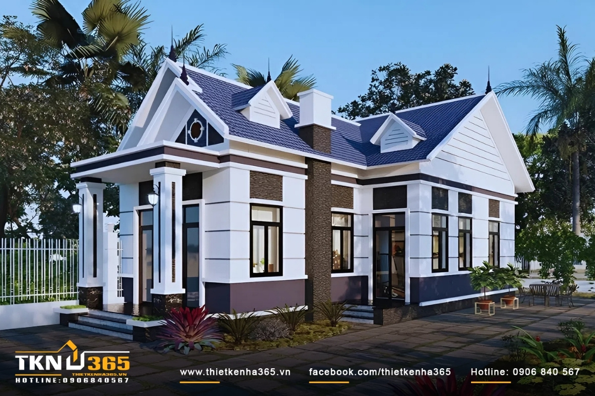 Mẫu nhà đẹp cấp 4 hình chữ L, ấn tượng