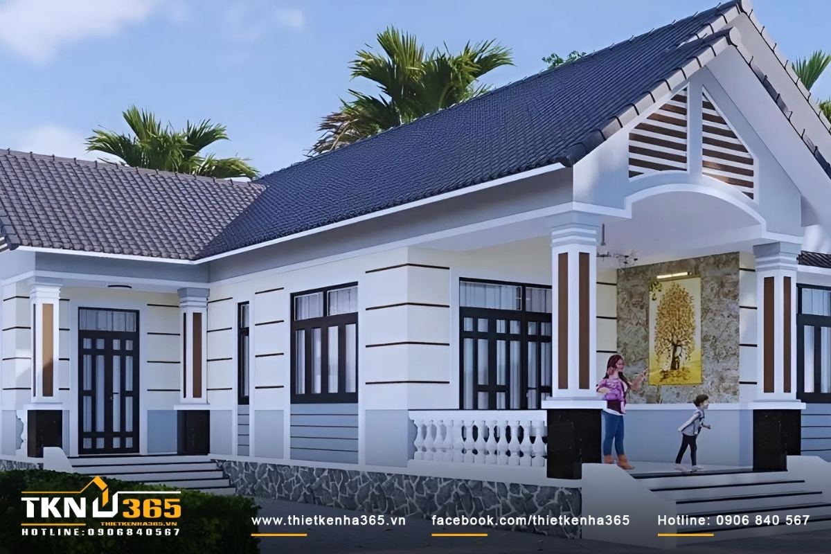 Mẫu nhà đẹp cấp 4 hình chữ L hiện đại