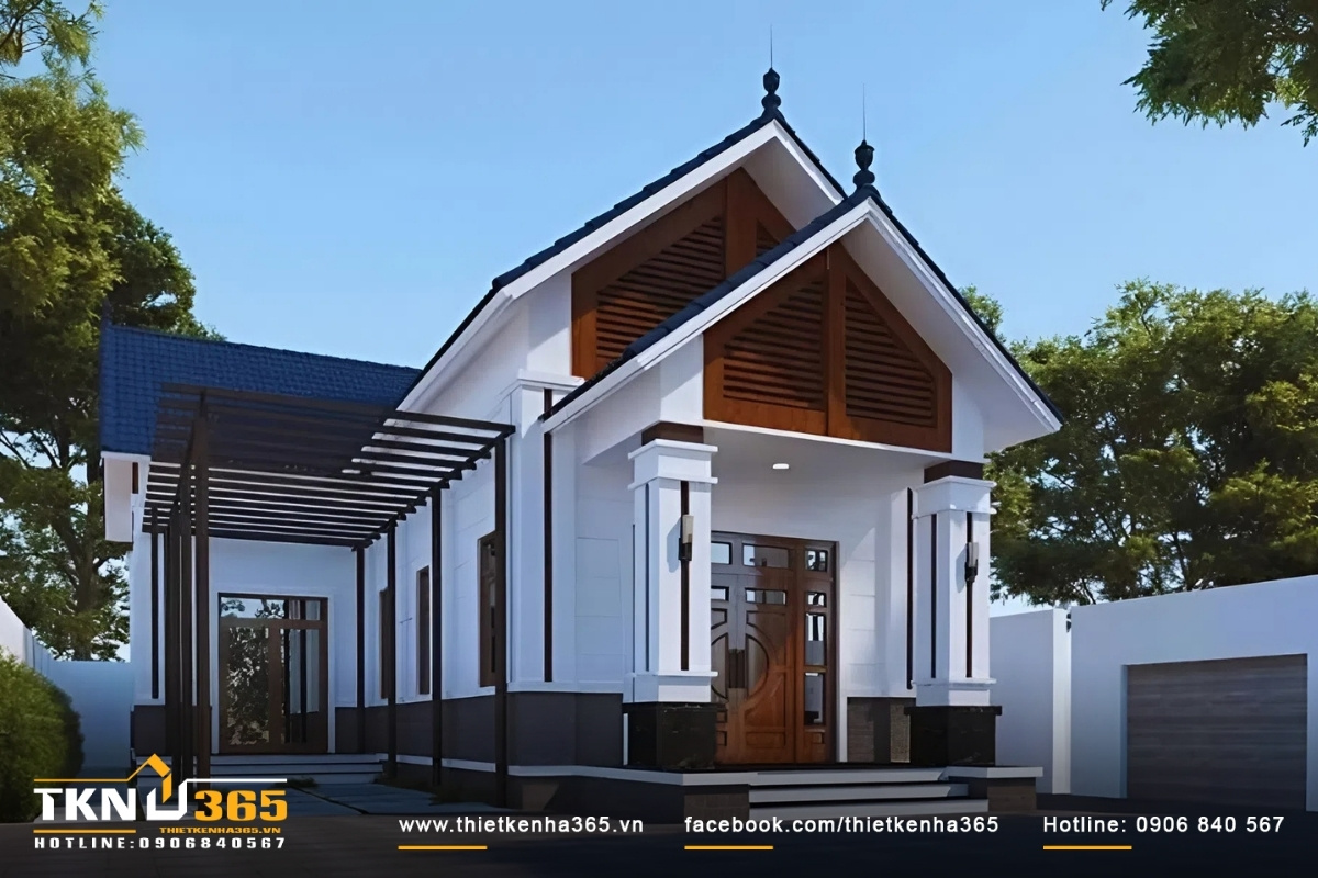 Mẫu nhà cấp 4 hình chữ L độc đáo