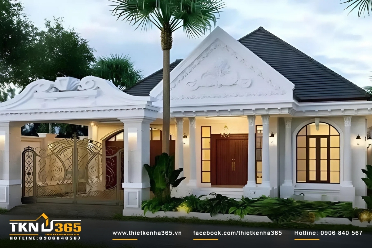 Mẫu thiết kế nhà đẹp cấp 4 kiểu Châu Âu