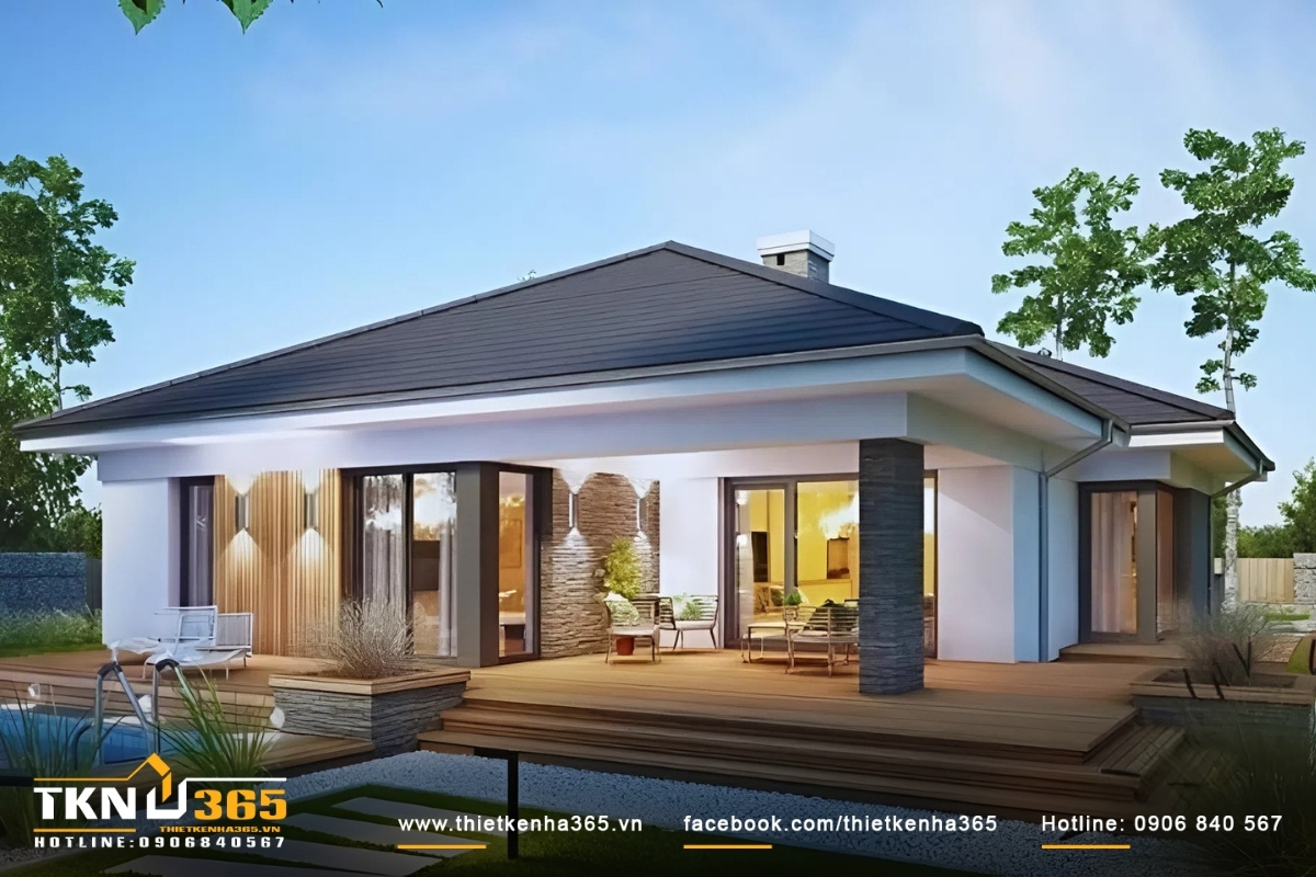 Mẫu thiết kế nhà đẹp cấp 4 kiểu Châu Âu mới lạ