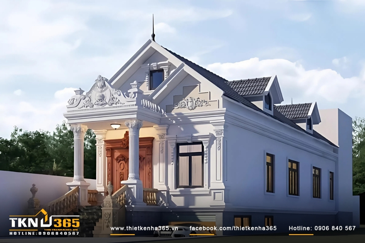 Mẫu thiết kế nhà đẹp cấp 4 kiểu Pháp ấn tượng