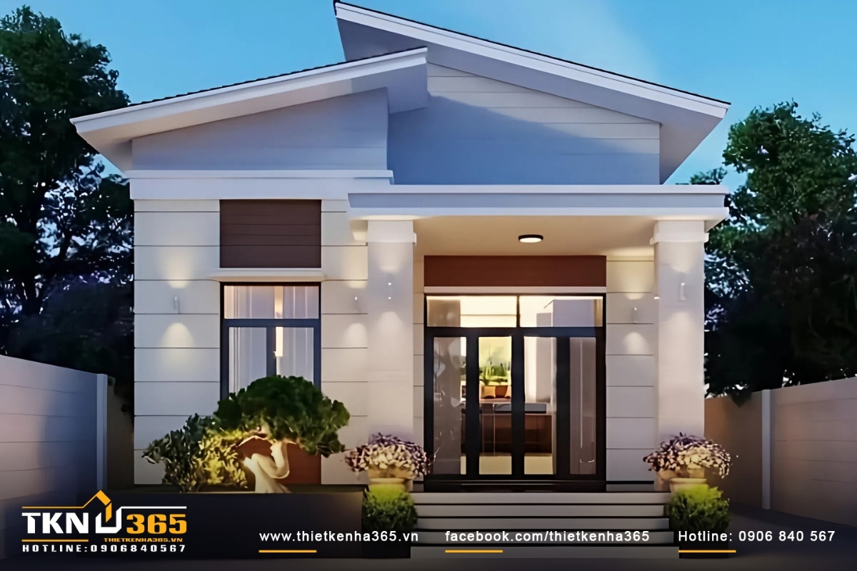 mẫu nhà cấp 4 đẹp mái lệch