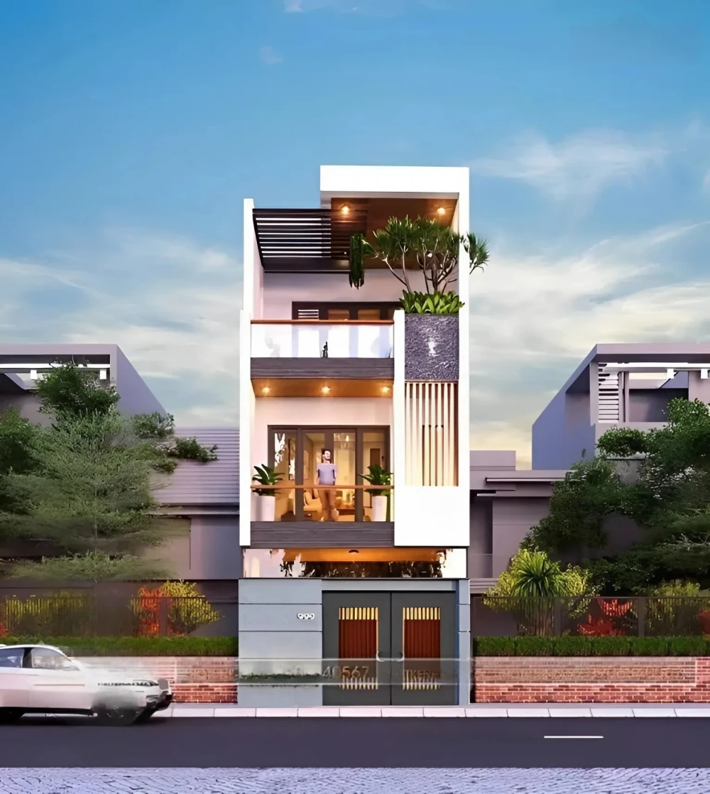 Nhà phố ngang 3m đẹp mắt trong gam màu ấm áp