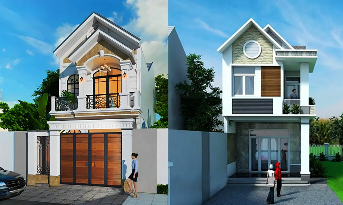 Mẫu nhà kiểu 2 tầng có mái tôn diện tích nhỏ