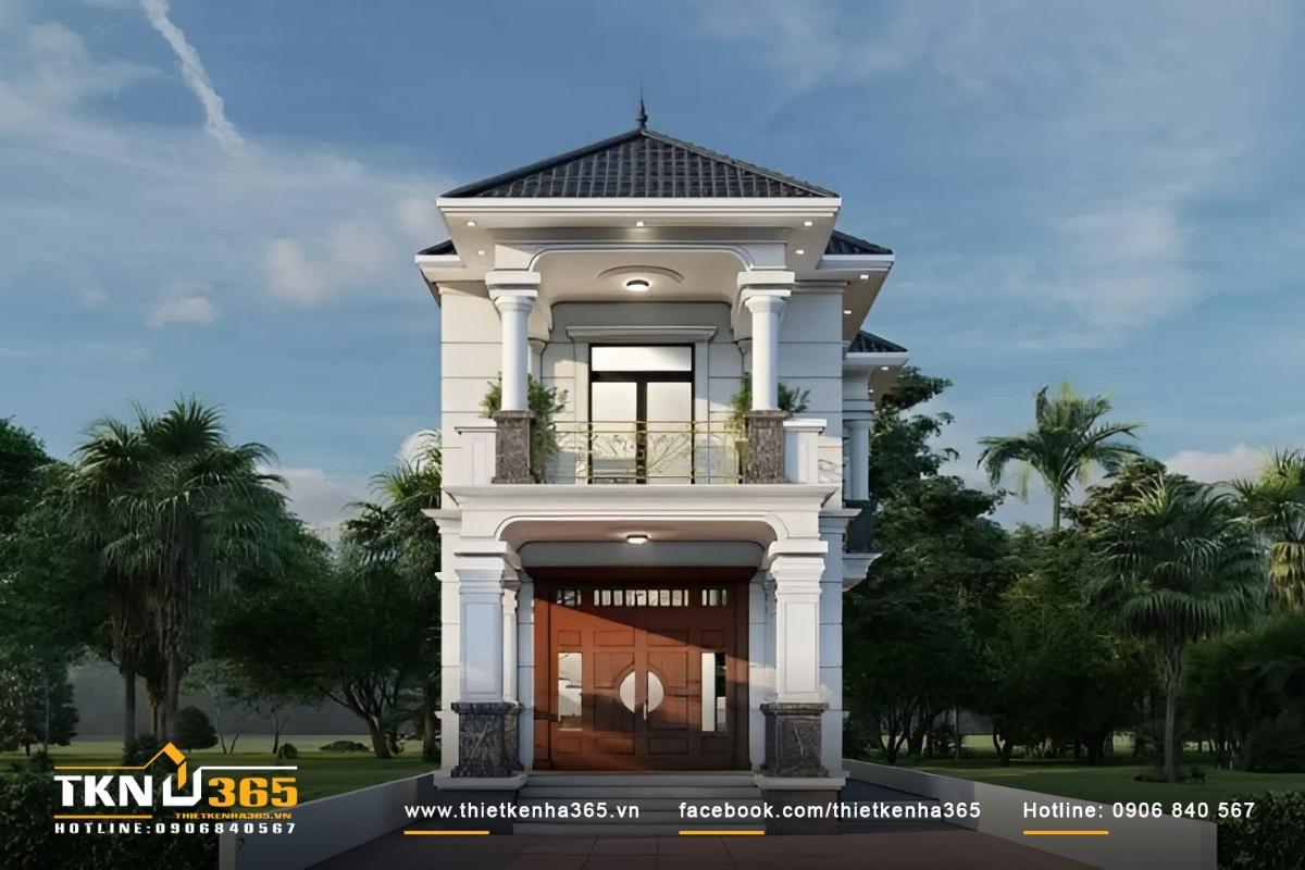 Mặt bằng nhà mặt tiền rộng 6m phong cách tân cổ điển