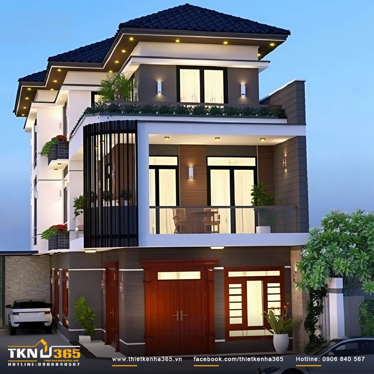 Mẫu thiết kế nhà rộng 7m dài 13m mái đôi ấn tượng