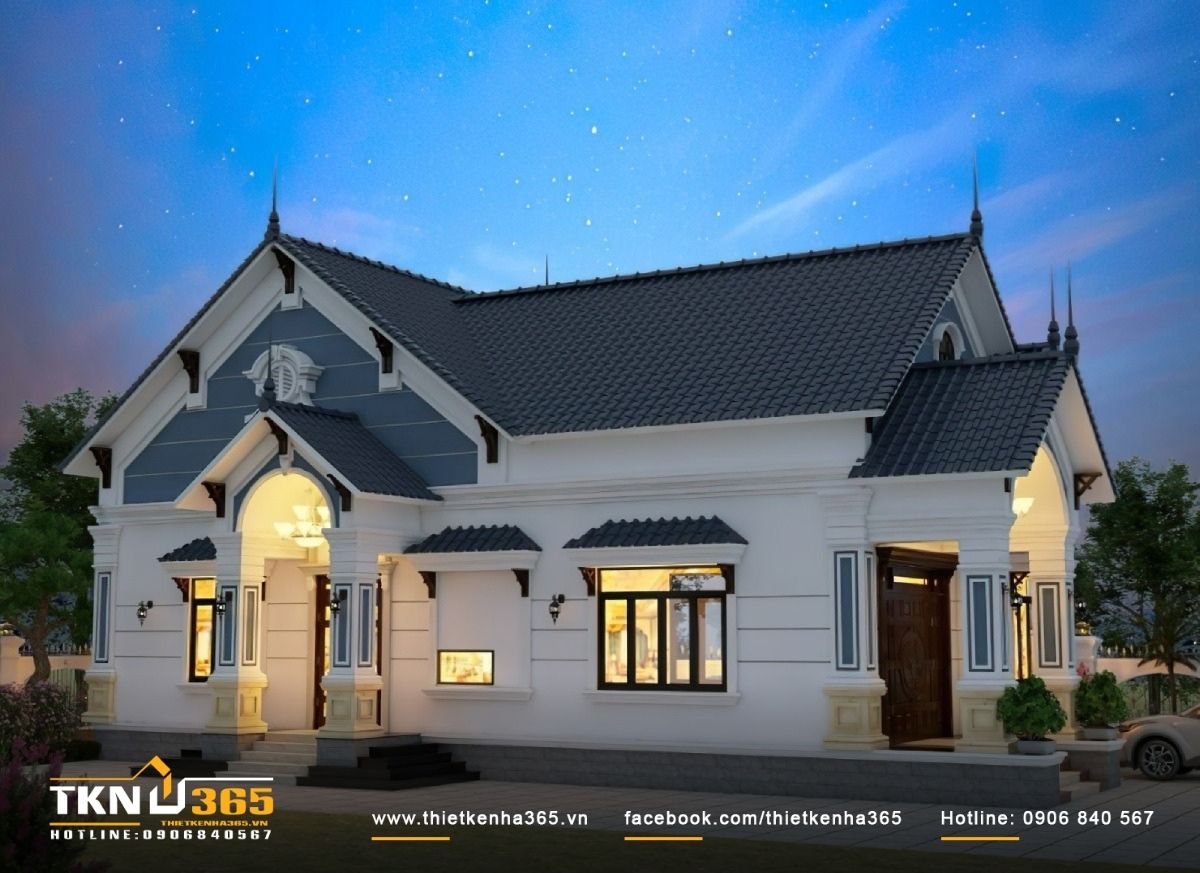 Mẫu thiết kế nhà 1 tầng 5x15m mái Thái ấn tượng