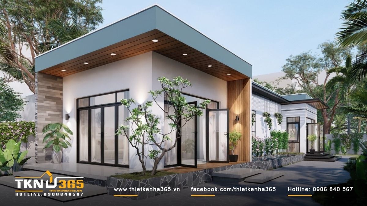 Thiết kế nhà 1 tầng 5x15m theo phong cách hiện đại