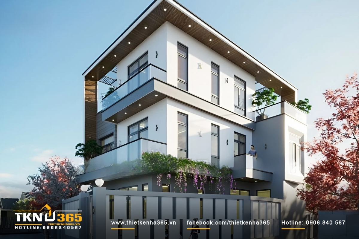 50+ Mẫu thiết kế nhà 2 mặt tiền kinh doanh đẹp, hiện đại 26 Thiết kế nhà có 2 mặt tiền kinh doanh 3 tầng