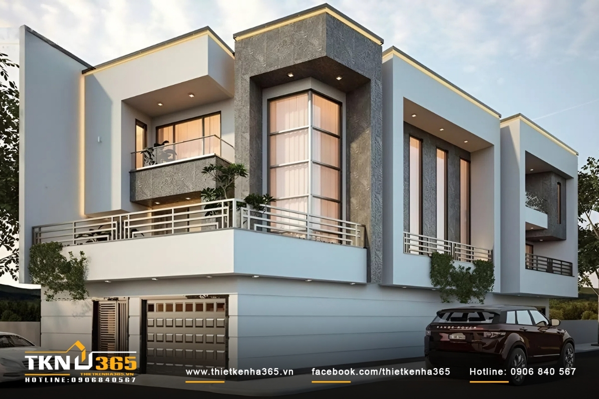 50+ Mẫu thiết kế nhà 2 mặt tiền kinh doanh đẹp, hiện đại 25 Mặt tiền nhà phố 2 tầng với thiết kế cao ráo, mặt hông trổ cửa sổ, dùng để kinh doanh quán cafe