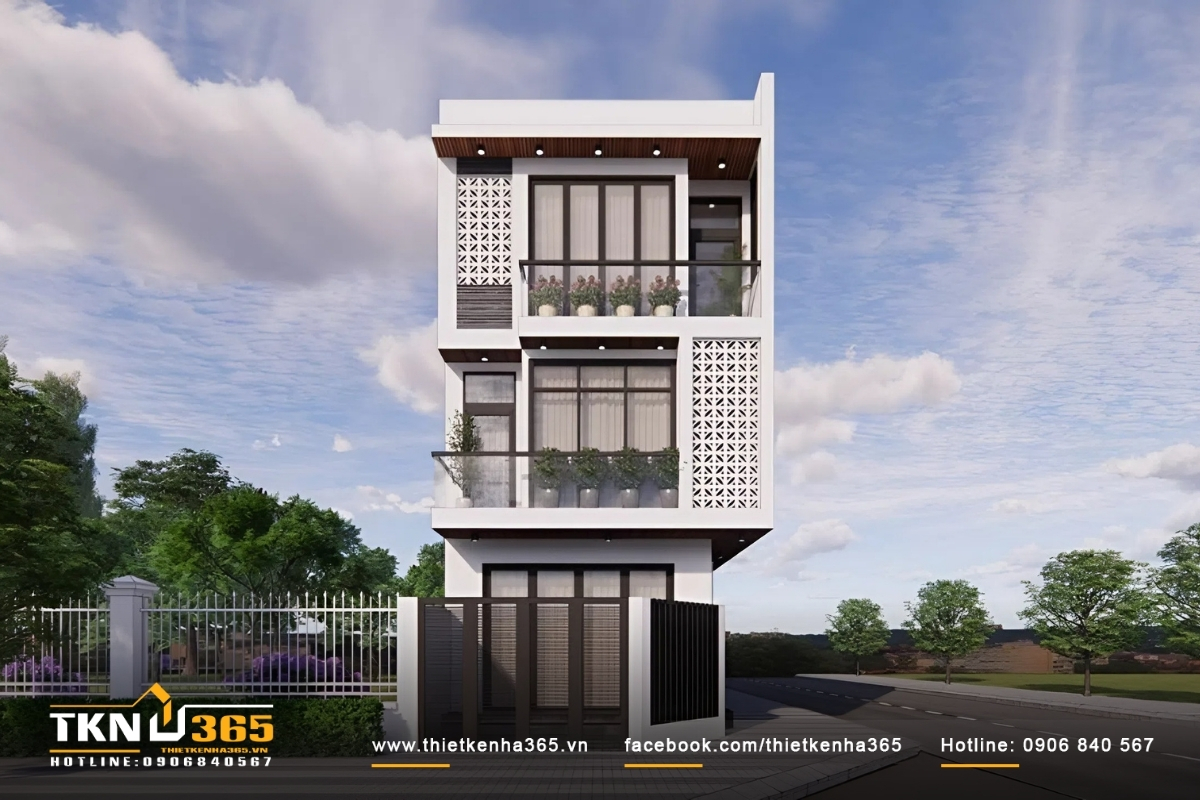 50+ Mẫu thiết kế nhà 2 mặt tiền kinh doanh đẹp, hiện đại 41 Nhà 2 tầng 2 mặt tiền 7m có thể kinh doanh salon tóc hoặc nail ở tầng trệt