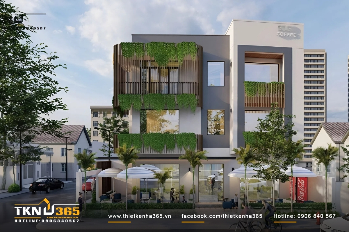 50+ Mẫu thiết kế nhà 2 mặt tiền kinh doanh đẹp, hiện đại 38 Nhà 2 mặt tiền kinh doanh quán nước có vườn và sân rộng làm chỗ đỗ xe
