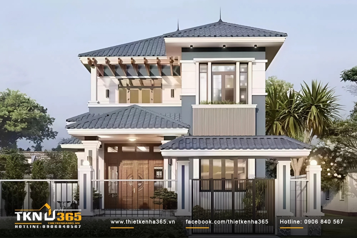 55+ Mẫu thiết kế nhà 2 tầng 100m2 đẹp, thông thoáng 7 Thiết kế nhà diện tích 100m2 2 tầng tân cổ điển
