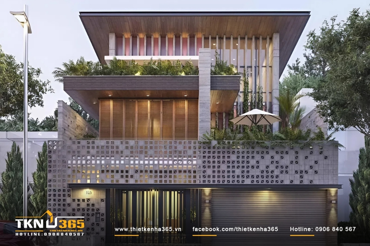 55+ Mẫu thiết kế nhà 2 tầng 100m2 đẹp, thông thoáng 13 Nhà 2 tầng 100m2 3 phòng ngủ hiện đại có gara ô tô