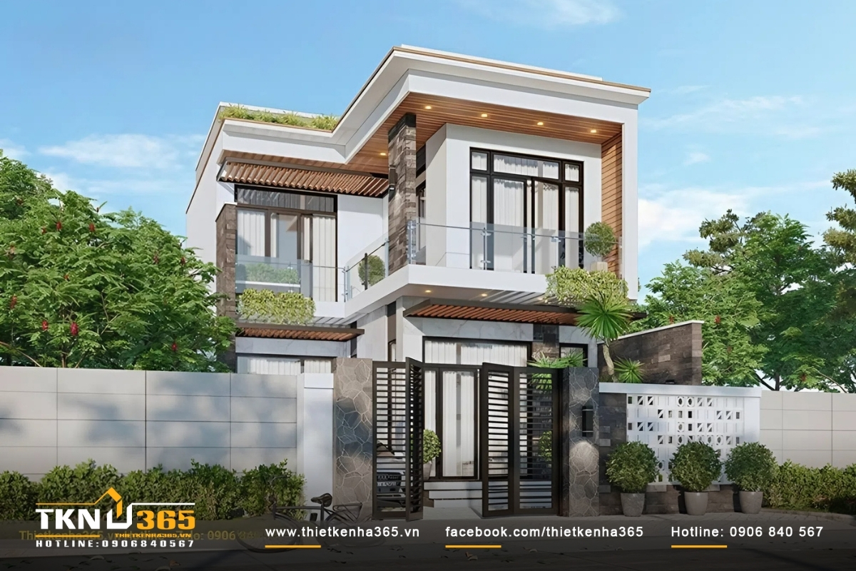 55+ Mẫu thiết kế nhà 2 tầng 100m2 đẹp, thông thoáng 3 Mẫu nhà vuông 2 tầng với diện tích 100m2 được xây kiểu dáng đơn giản và hiện đại