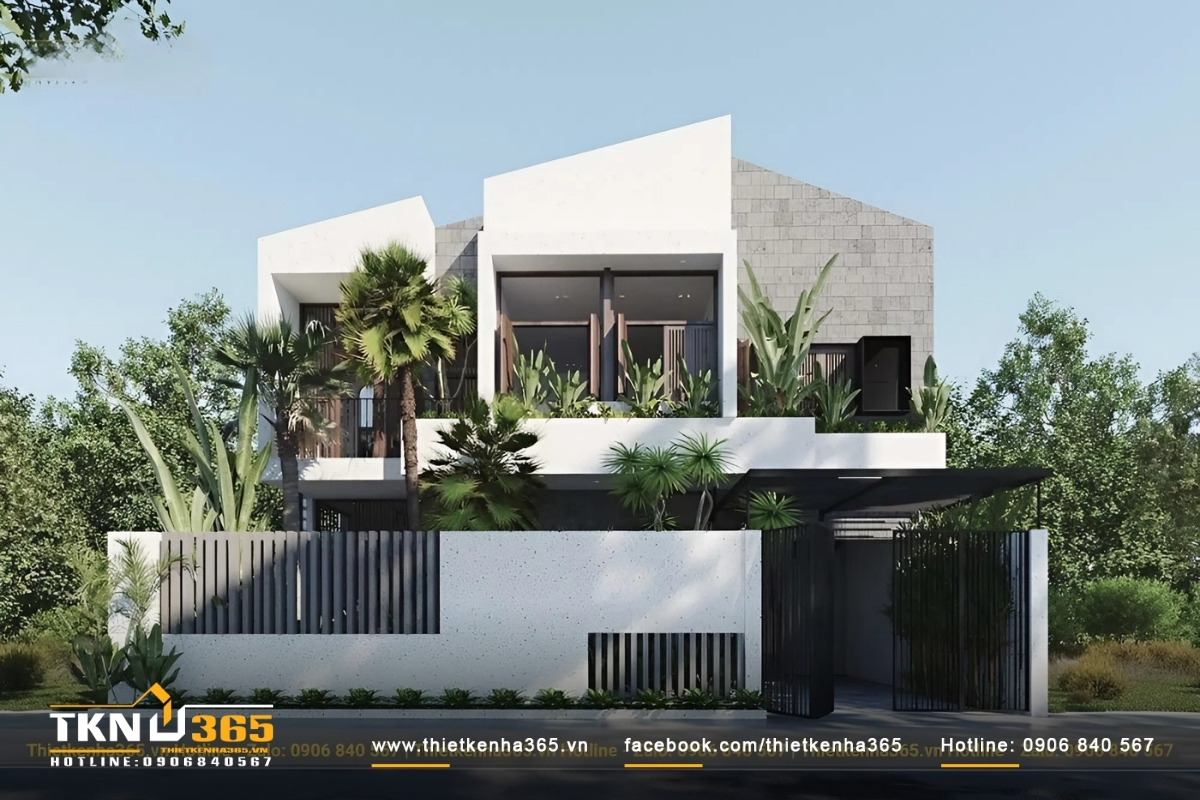 55+ Mẫu thiết kế nhà 2 tầng 100m2 đẹp, thông thoáng 12 Mẫu thiết kế nhà diện tích 100m2 2 tầng có sân vườn phong cách hiện đại