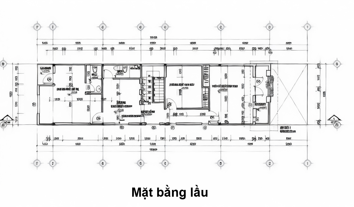 Bản vẽ mẫu thiết kế nhà 2 tầng 6x15 có giếng trời - Mặt bằng lầu