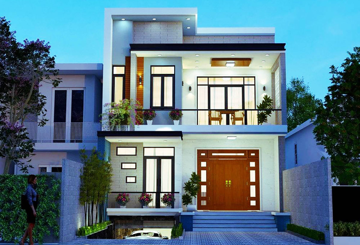 Mẫu thiết kế nhà 2 tầng 6x15 có tầng bán hầm