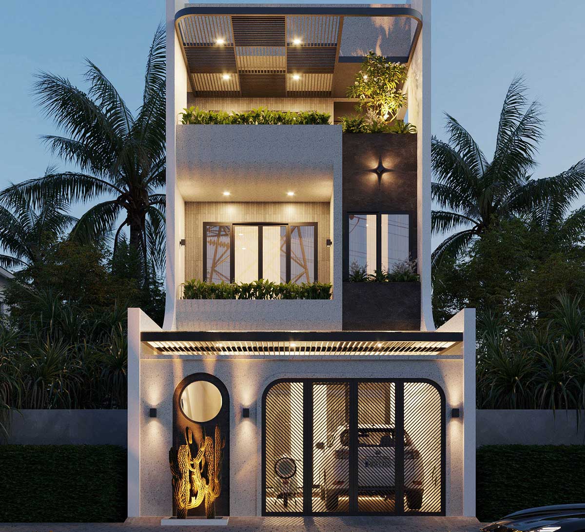 Mẫu thiết kế nhà 2 tầng 6x15 có gara để ô tô